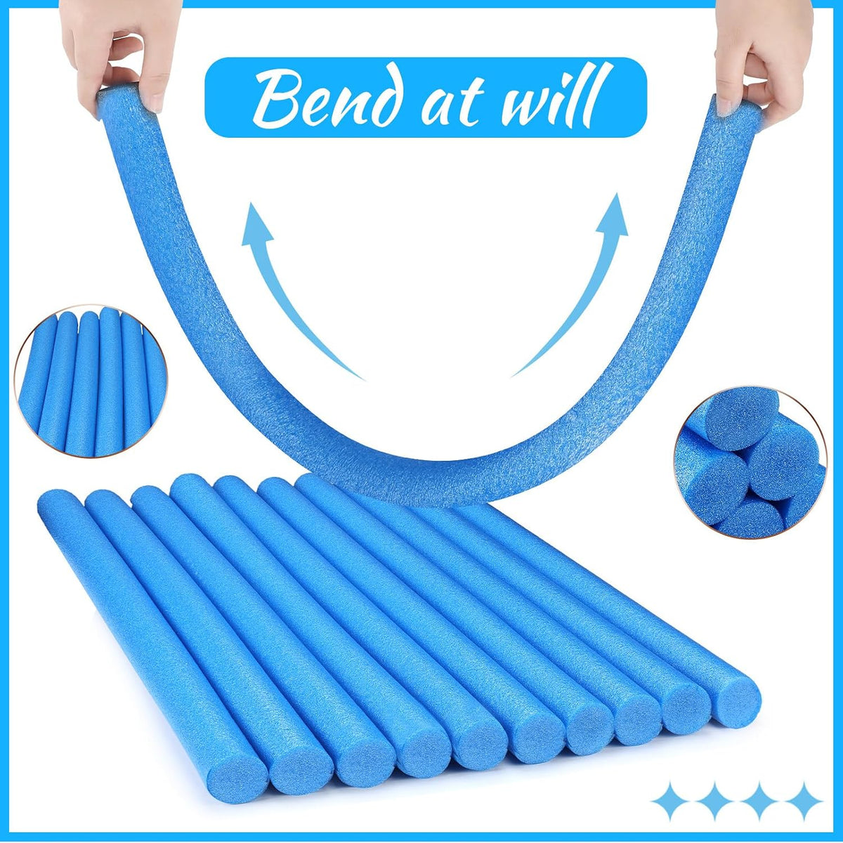 Kathfly 12 pack solid foam pool noodles, 1.5 x 35 inch, white - view 12