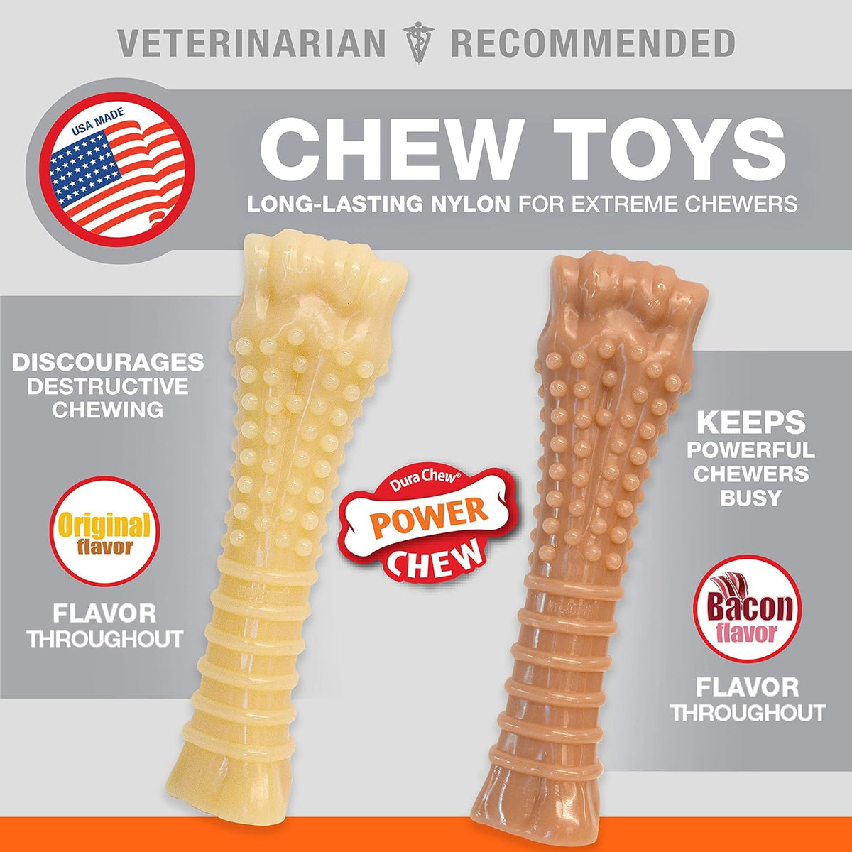 Nylabone Power Chew Original Bone Dog Chew Toys - Bacon & Chicken / X-Large - image 3
