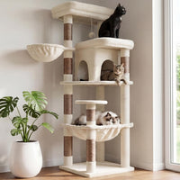 Heybly 53.1" Corner Cat Tree for Large Cats - Beige / 56 inch