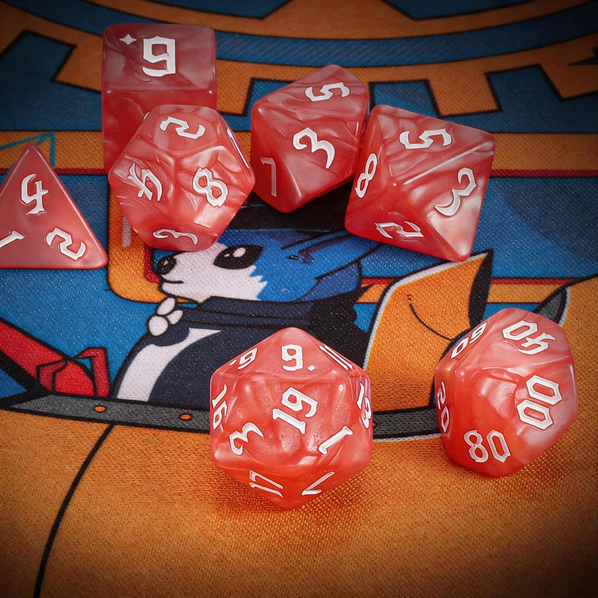 QMAY DND Dice Set - 7Pcs Blue Mix White Polyhedral Dice with Black Dice Bag – Fun for Kids & Family - Pink and White - image 3