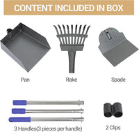 Heeyoo Dog Pooper Scooper, Dog Poop Tray and Rake Set, Pet Waste Removal Scoop with Long Adjustable Sectional Stainless Handles