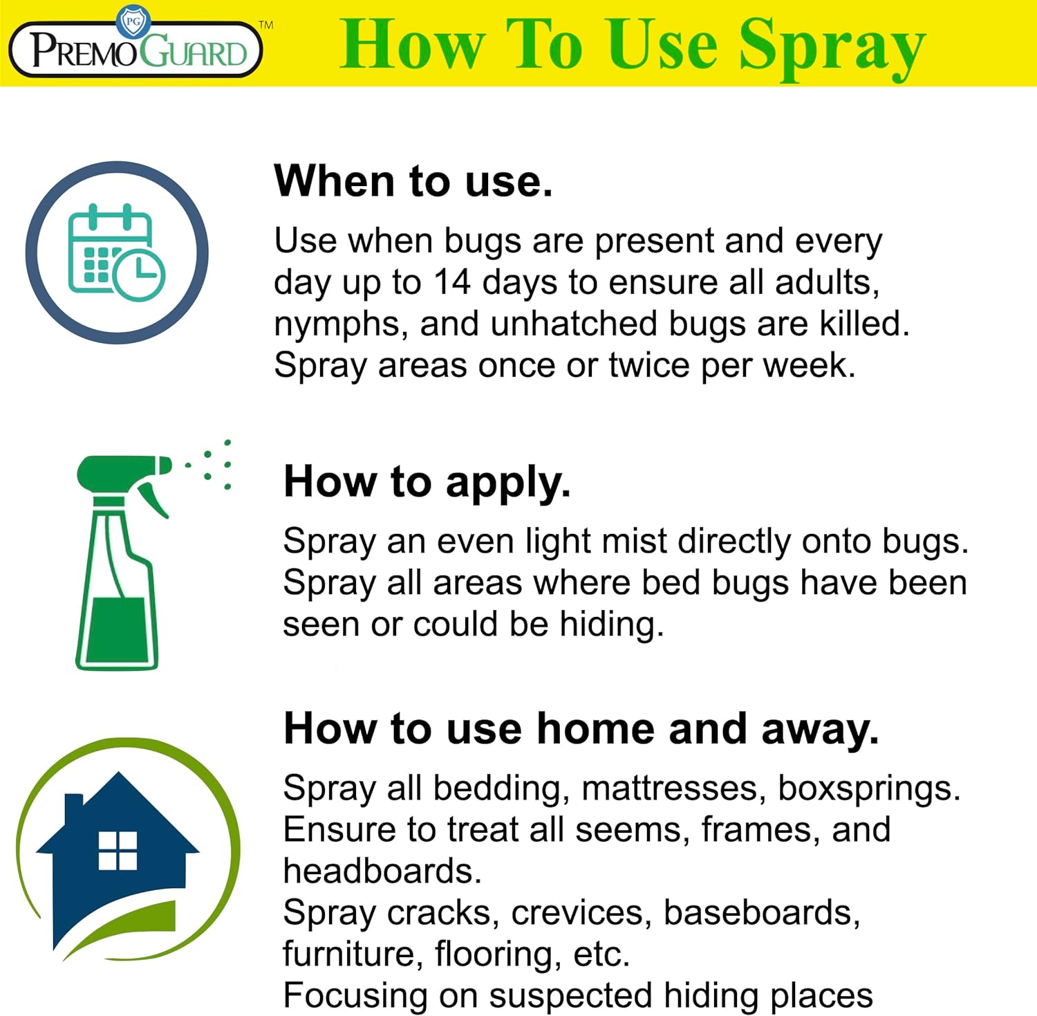 Bed Bug Plus Spray 128 oz | Natural & Non-Toxic | Premo Guard