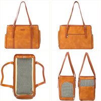 Fashion Dog Purse Pet Carrier Leather Bag for Small Dogs Cats Puppy - Brown - image 3
