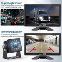 Truck Camera System Kit, Backup Camera with 10” Touch Monitor & 4 Cameras, 1080P IR Night Vision Rear View Camera for Bus, Semi-Truck, Trailer, RV, Camper, Included 64GB Card