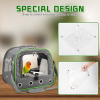 Small Bird Carrier, Large Window Travel Cage with Stand and Easy Clean Tray for Parrot Parakeet - Grey - image 3