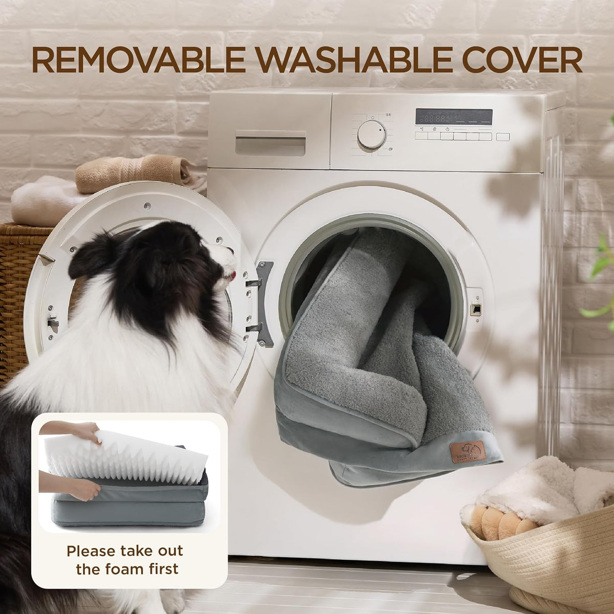 Bedsure Orthopedic Dog Bed Medium Washable Original Design - Self Warming-Grey / 42"l X 32"w X 6.5"th - image 3