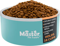 Master Pet Supply Stainless Steel Dog Bowls 128 oz Heavy Duty Aqua Sky – Essentials for Dogs - Aqua Sky / 16 Cups (128 oz)