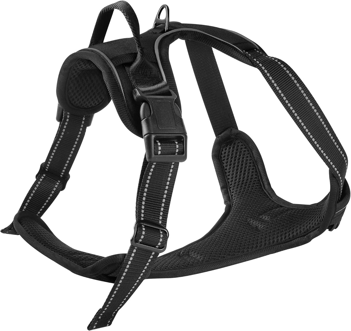 Blue No-Pull Dog Harness with 2 Leash Clips，Soft Padded Vest - X-Large / Black - image 2