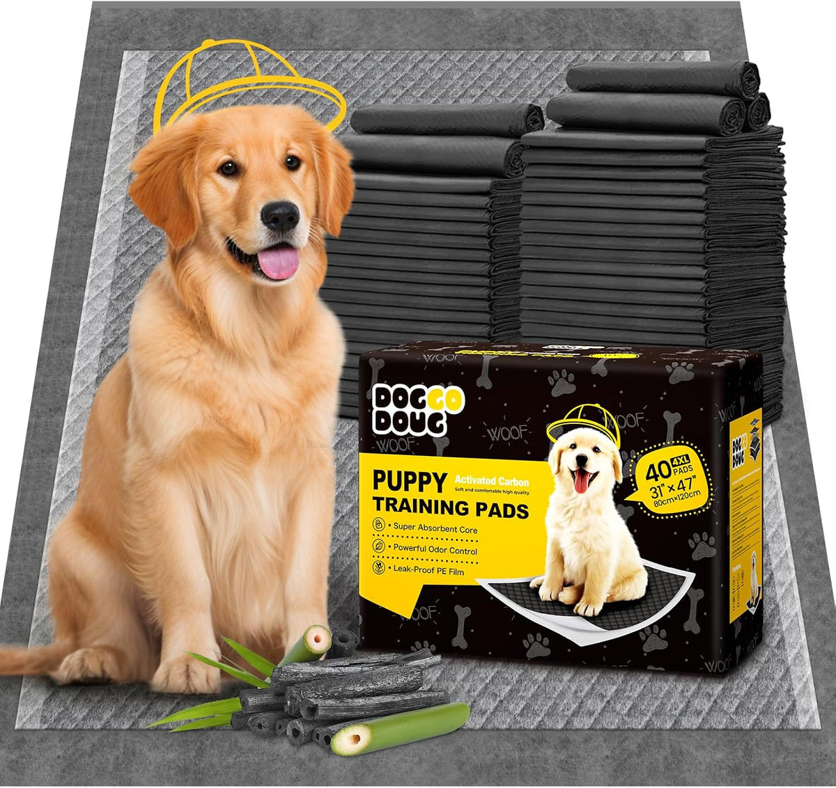 Dog Pee Pads for Dogs XXL 30"x36" 50 Count with Adhesive Tabs – Essentials for Dogs - 40 Count (31"x47")