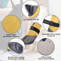 Dog Shoes Lightweight Dog Boots-Breathable Knitted Paw Protector with Adjustable Strap for Hot Pavement, Rain Walking, Hardwood Floors Anti Slip Reduce Noise, Prevent Licking Paws(Yellow,M)