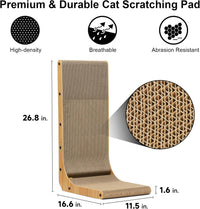FUKUMARU Cat Scratcher, 26.8 Inch L Shaped Cat Scratch Pad for Indoor Cats – Essentials for Cats - 1 Pack 26.8 in Wood Color - image 3