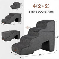 Garnpet Dog Stairs for Couch Sofa and Chair - Fleece 4-Step / Charcoal Grey - image 2