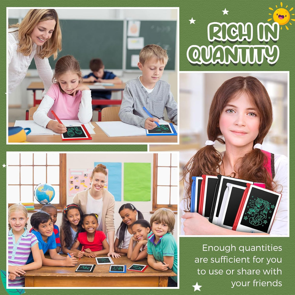 Zhehao 24 Pack 4.5" LCD Writing Tablet for Kids - White / Classic - image 4
