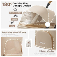 Lightweight Dog Stroller Portable Compact Folded Pet Stroller for Small/Medium Dogs & Cats Up to 35lbs One Click Folding Large Cat Carriage with Adjustable Canopy Storage Basket- Khaki