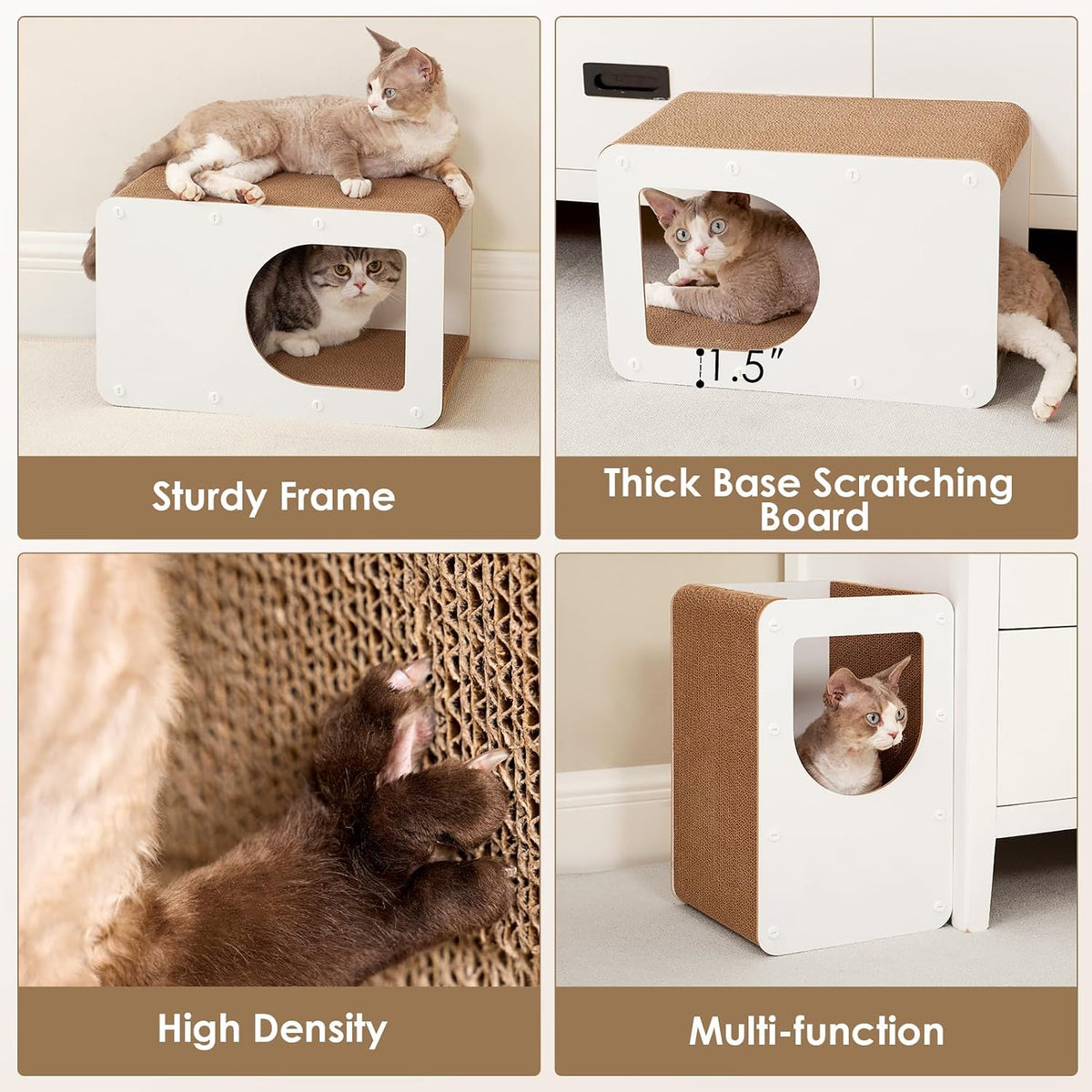 EHEYCIGA Cardboard Cat Scratcher House - 20x11.5x10.5inch / White - image 4
