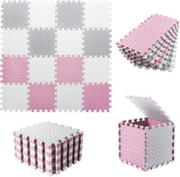 Foam Play Mat for Baby, Soft Non-Toxic Baby Playmat - White/Light Gray/Pink / 16 Pcs/47.2*47.2 - image 2