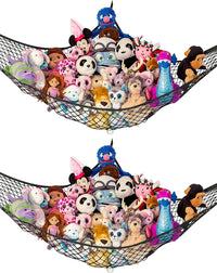 Lilly's Love white macrame stuffed animal hammock hanging in a bedroom corner - view 6