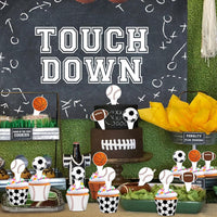 Hxezoc football cupcake toppers and wrappers set with brown and green football designs - view 33