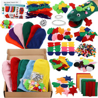 TOPZEA hand puppet making kit with 12 colorful pre-sewn felt puppets, googly eyes and pompoms