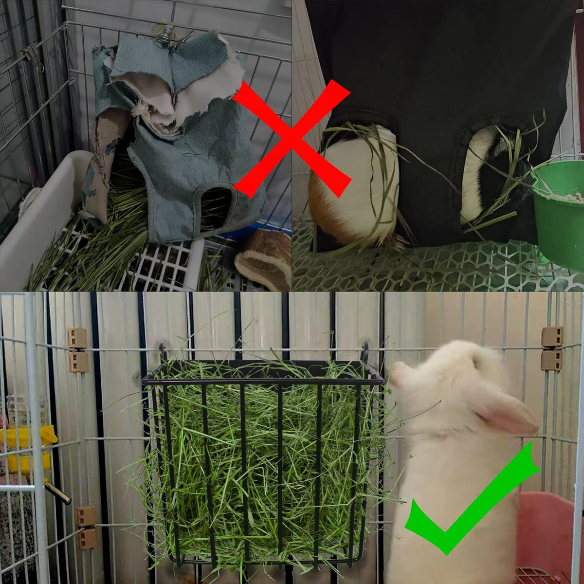 2PCS Rabbit Hay Feeder Guinea Pig Hay Feeder with Heavy-Duty Metal - 1 piece / black - image 4