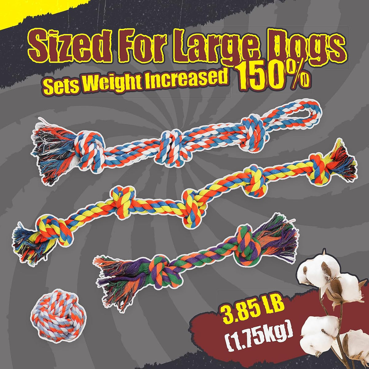 Dog Ropes Toys for Aggressive Chewers - 9 Packs-1 / Large - image 4
