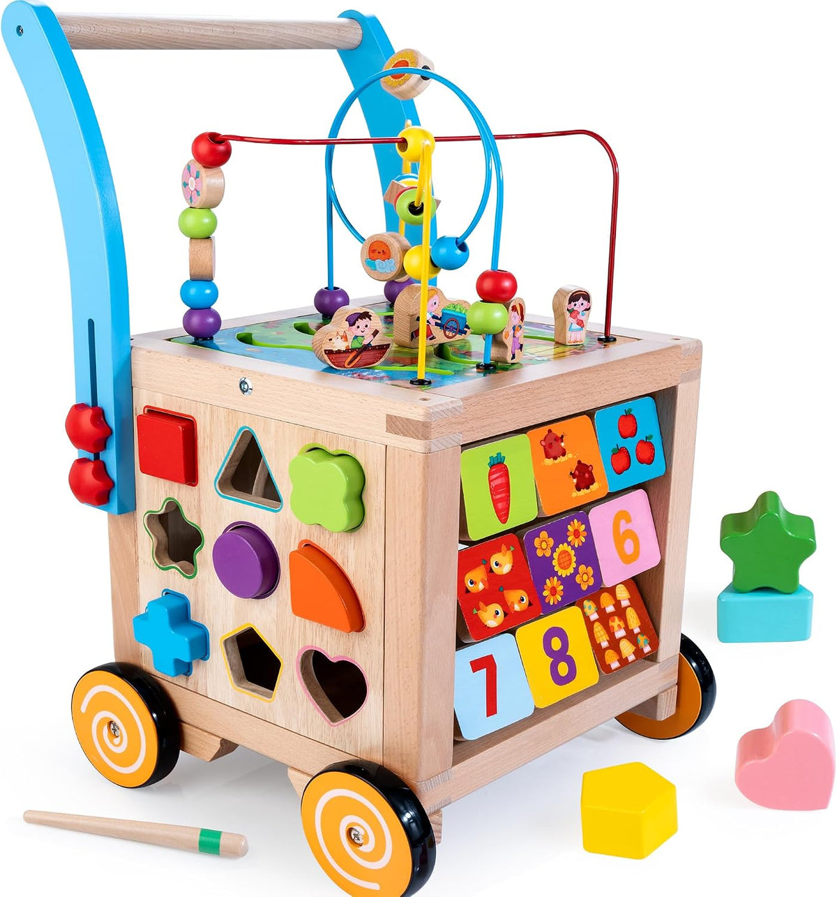 9-in-1 Wooden Activity Cube Walker for 1 Year Old - Neutral 2