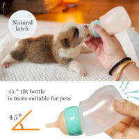 Puppy Angled Feeder Bottle, Silicone Feeding Nipple and Syringes – Essentials for Dogs - 150ml for Toy/Small Breed Puppy - image 3