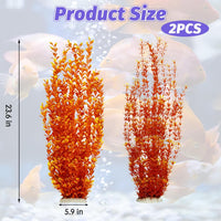 23" Tall Aquarium Plastic Plants - Orange（style A） - image 2