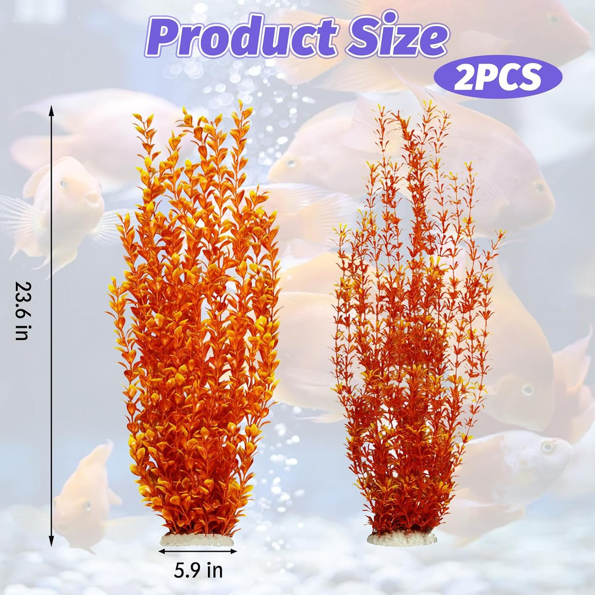 23" Tall Aquarium Plastic Plants - Orange（style A） - image 2