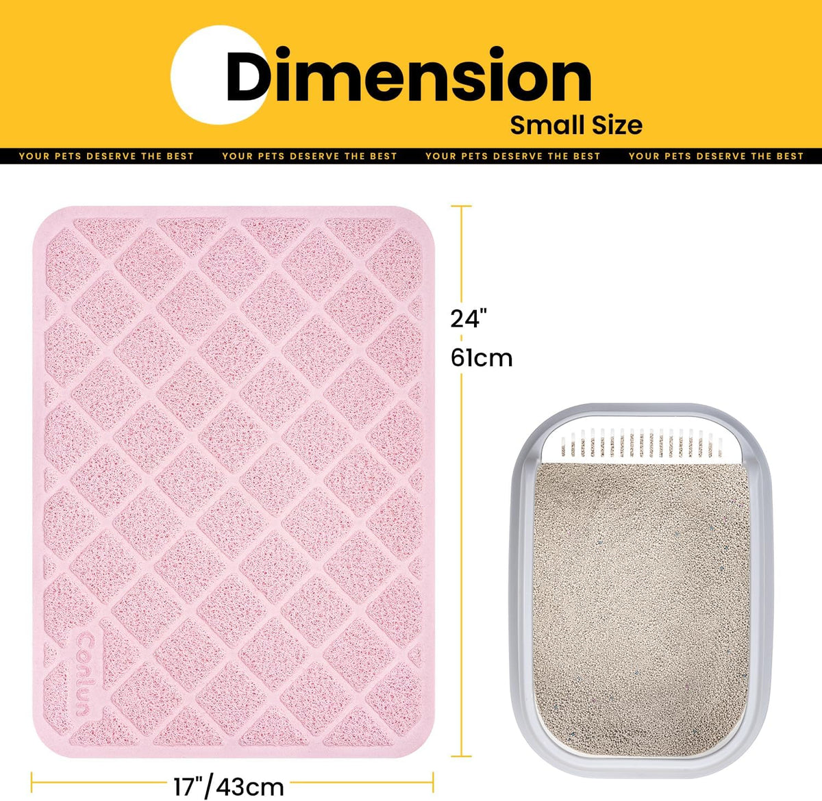 Conlun Cat Litter Mat Litter Trapping Mat - Pink / Small (24" x 17") - image 2