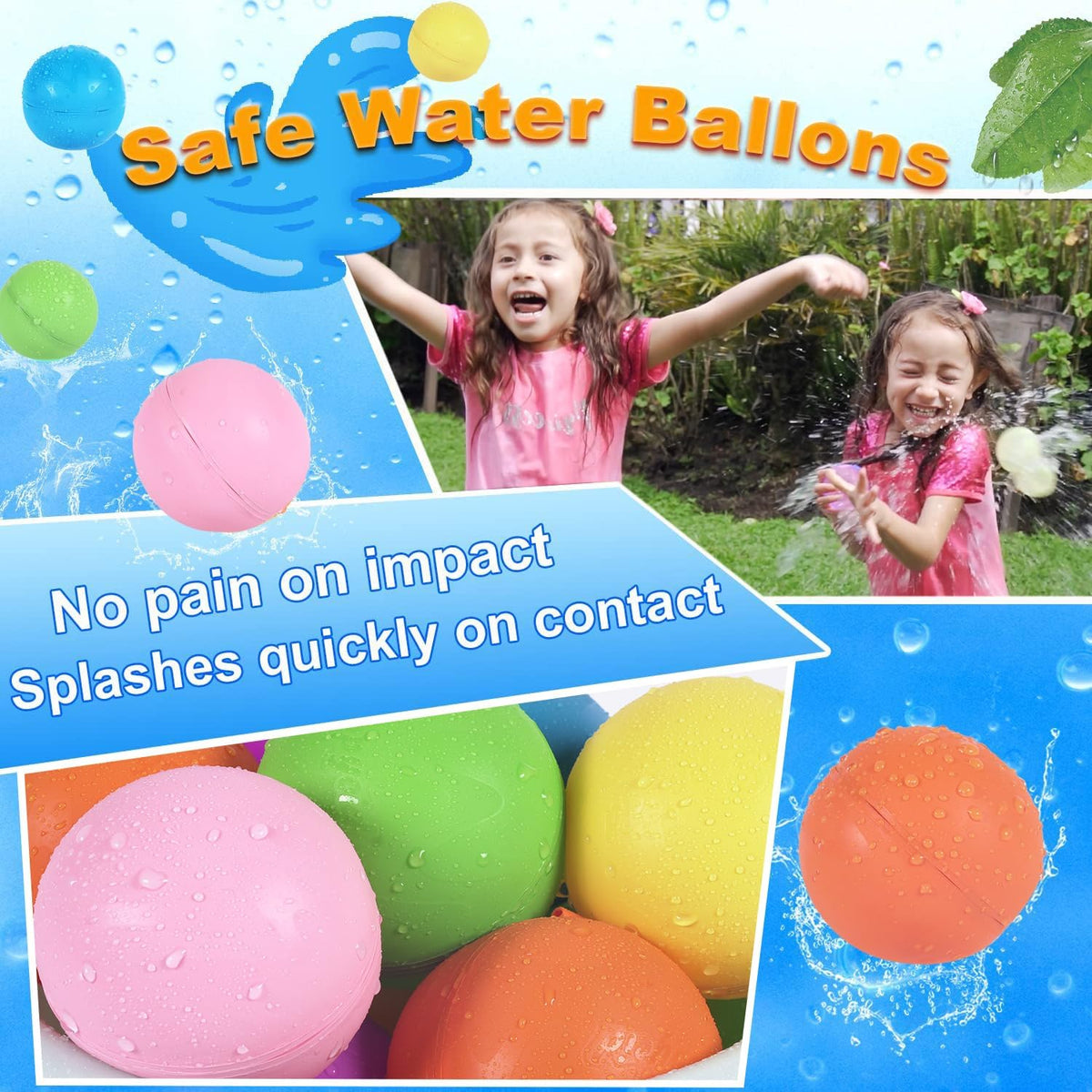 Reusable Water Balloons 6 Pcs with Mesh Bag - Pure Color / 18 Pcs - image 2