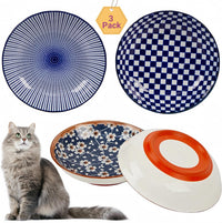 Whisker Fatigue Cat Bowl, Ceramic Cat Food Bowl Non-Slip, Boho