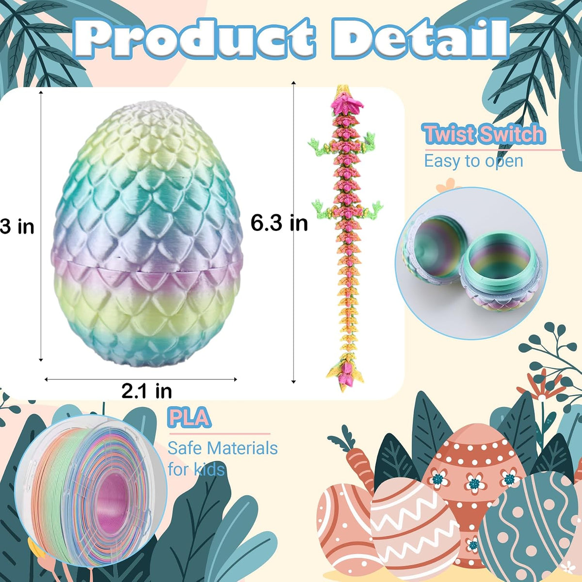6PCS 3D Printed Dragon Eggs with Dragon Inside - image 4