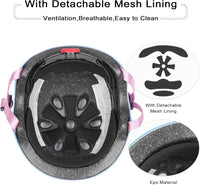 Kids Bike Skateboard Helmet Pad Set - M(20.5"-22"/ 8 -14years) / Blue pink - image 2