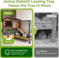GUTINNEEN 2-Story Rabbit Hutch with Chew-Proof Full Metal Frame - Brown & Black - image 2