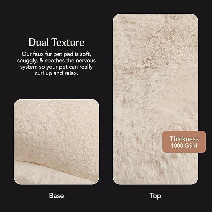 UnHide Floof Pet Pillow - Extra Soft Dog Bed Pillow- Removable Faux Fur Cover - Machine Washable - Helps Ease Pet Anxiety & Provides The Perfect Sleep, 28 x 36 x 5, 10lbs - Beige