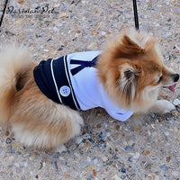 Parisian Pet Sailor Dog Costume - Embroidered Sleeved Dog Shirt - 100% Cotton & Polyester - Blue & White - 3XL