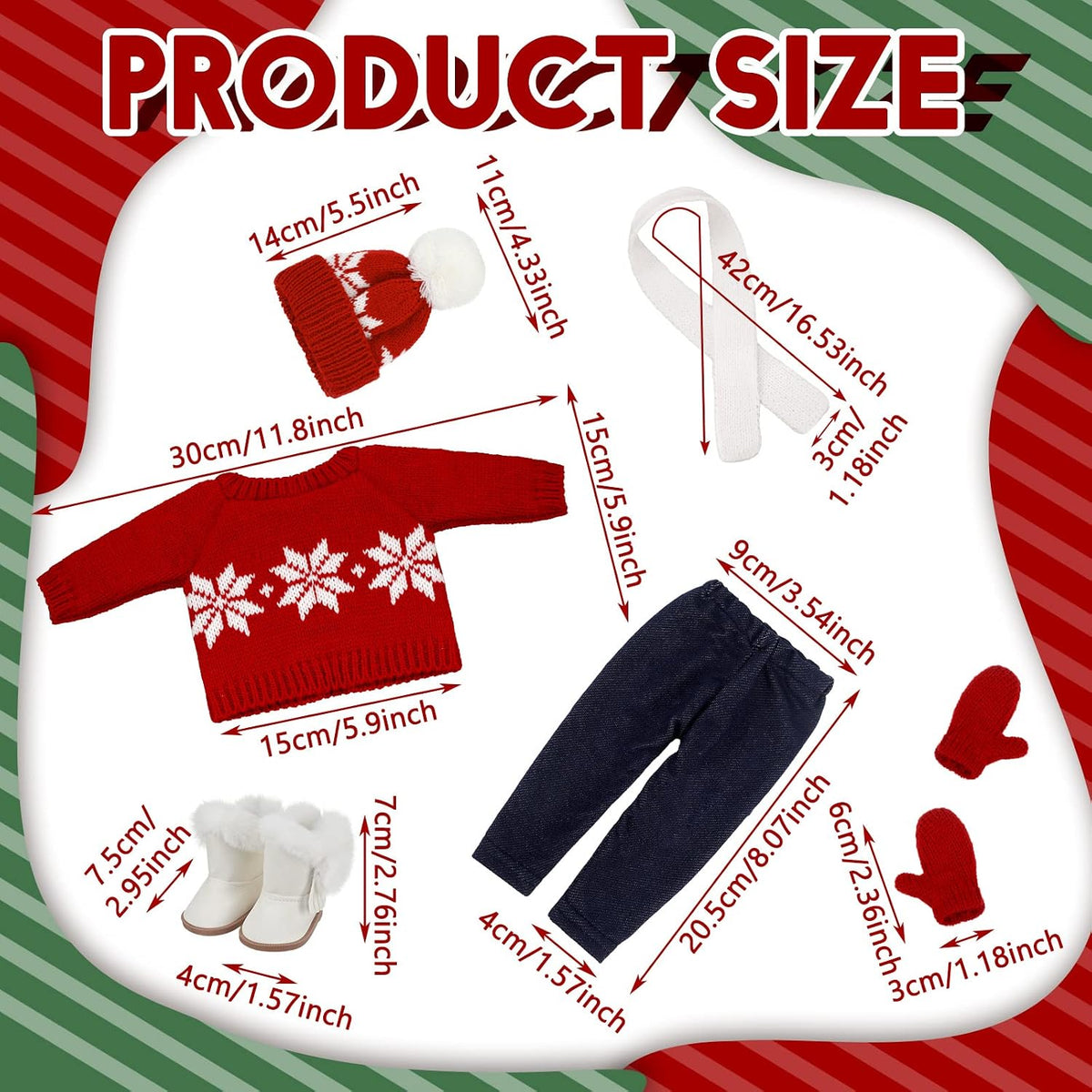 Bencailor Christmas doll clothes for 18 inch dolls in red and white cowgirl style with hat and boots - view 16