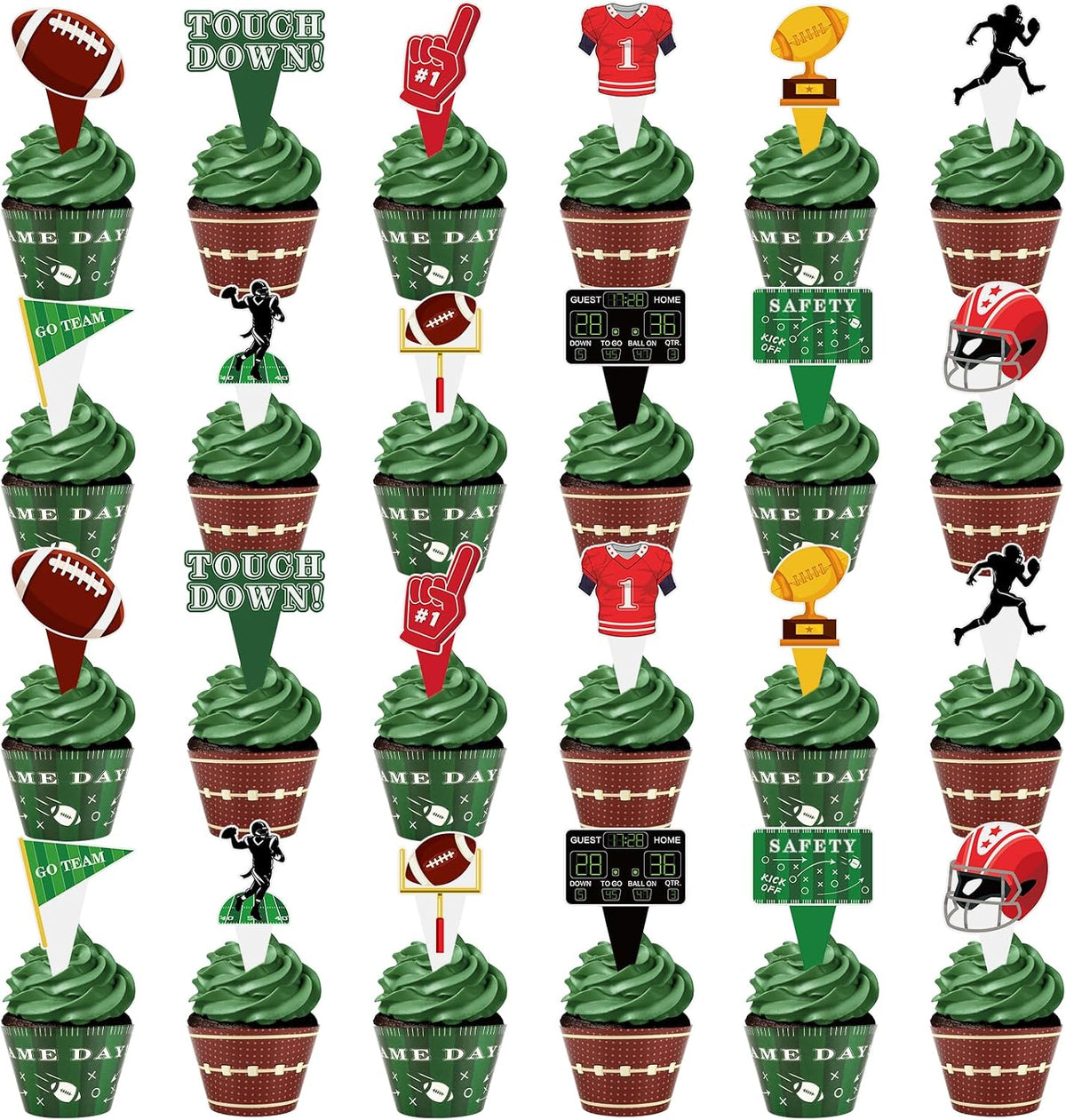 Hooqict carnival circus cupcake toppers and wrappers set, 48 pieces - view 8