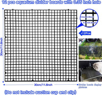Adjustable Platic Grip Panel Aquarium Fish Tank Divider Filter Bottom - 12pcs 11.8X11.8Inch with 0.35Inch hole / Black - image 2