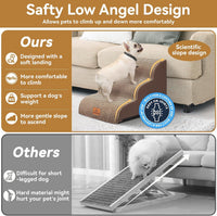 Zerbuger Dog Ramp and Stairs for Bed, Coffee 3 Steps 16" H - Coffee / 3 - image 4