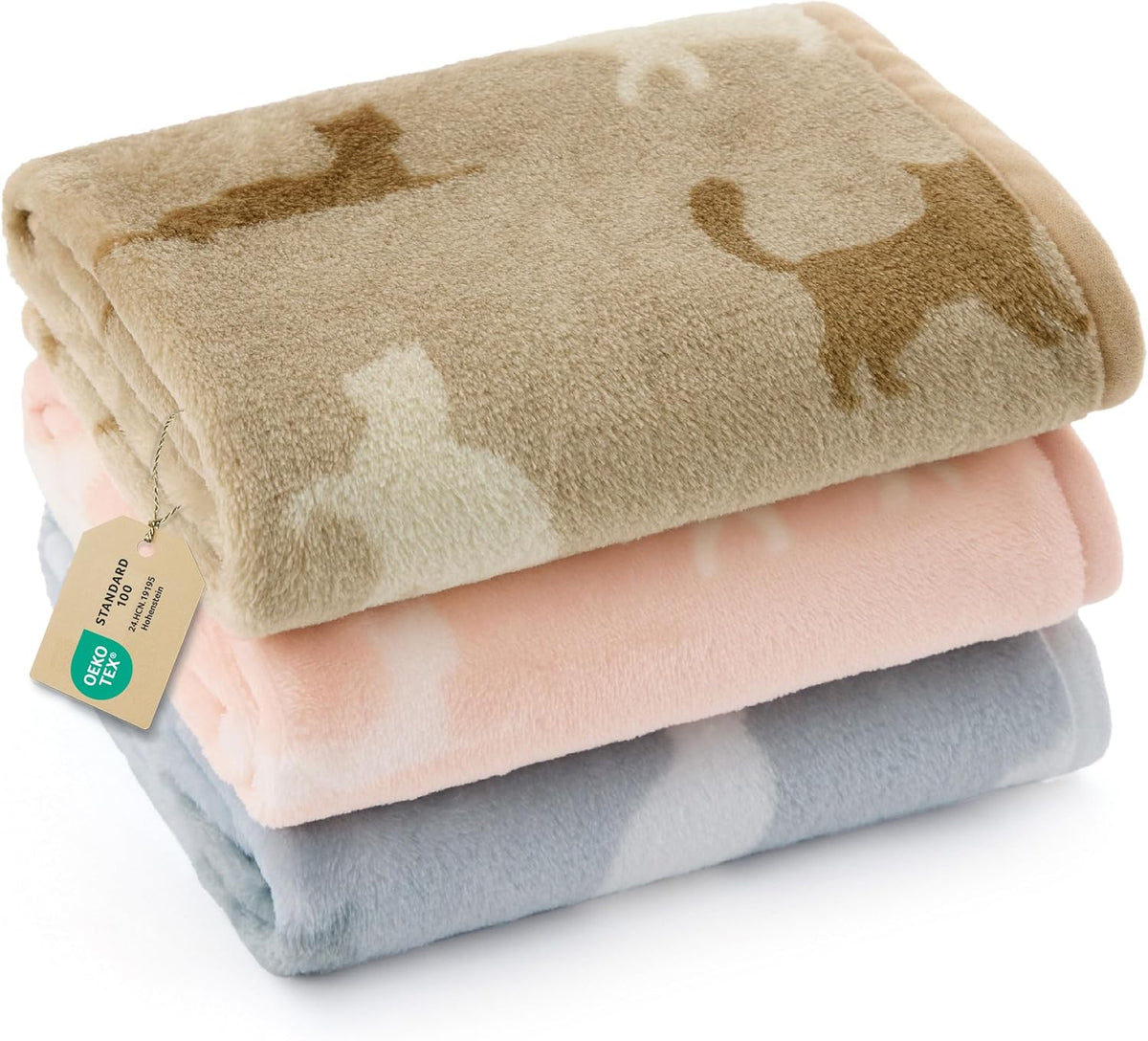 Bedsure Dog Blanket for Small Dogs Puppy, Flannel Fleece - Cute Kitties / 40" x 30" (3 Pack)