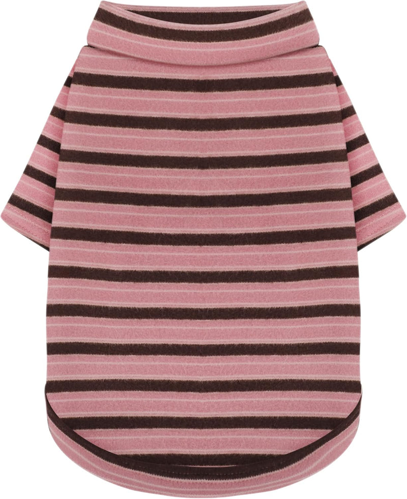 Stylish Striped Block Dog Shirt Breathable Clothes Red&Blue M – Essentials for Dogs - Pink Brown Striped / 2XL-(26~38lb) | Chest(~25.5")