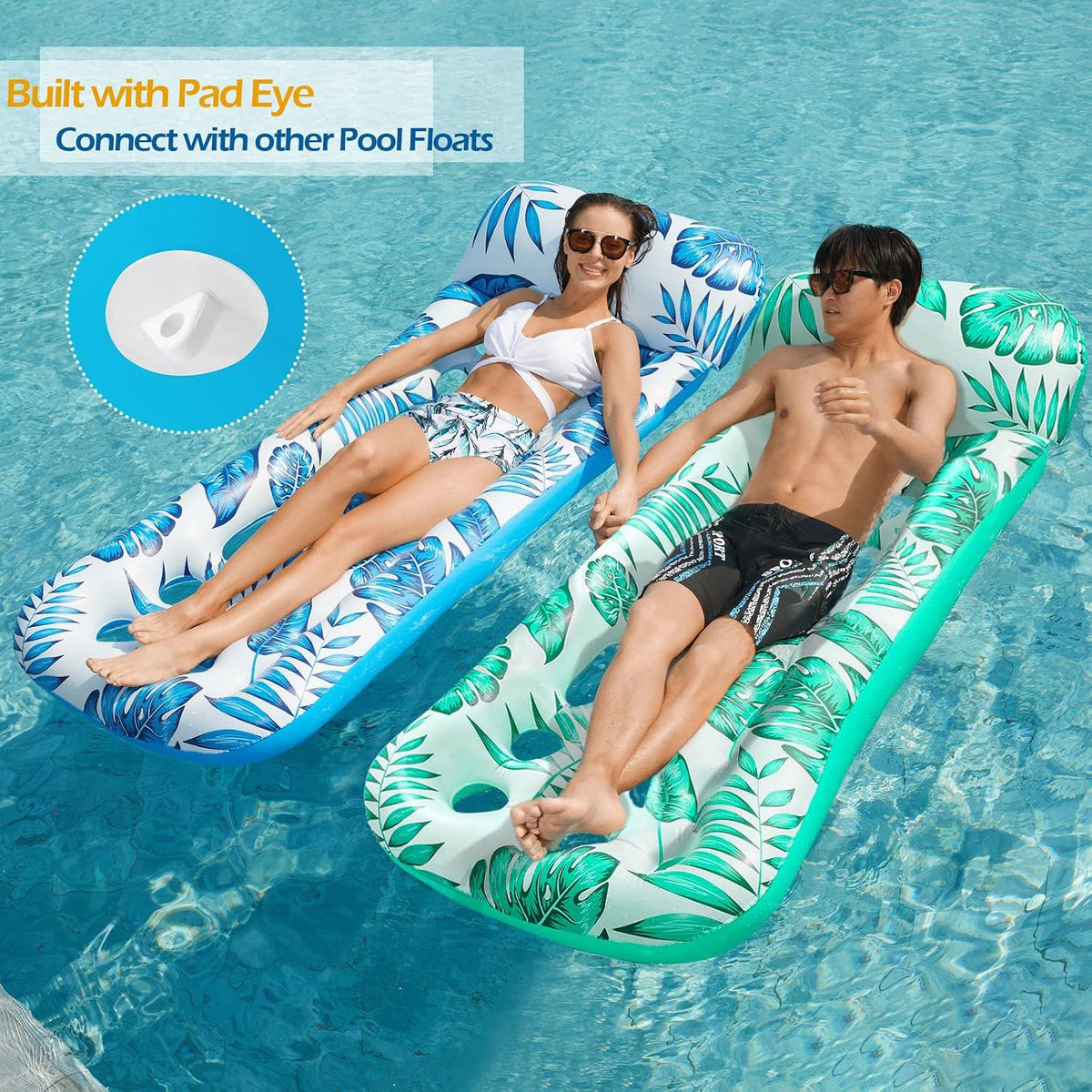 Jasonwell Inflatable Pool Float Lounge - Blue & Green / 2 - image 4