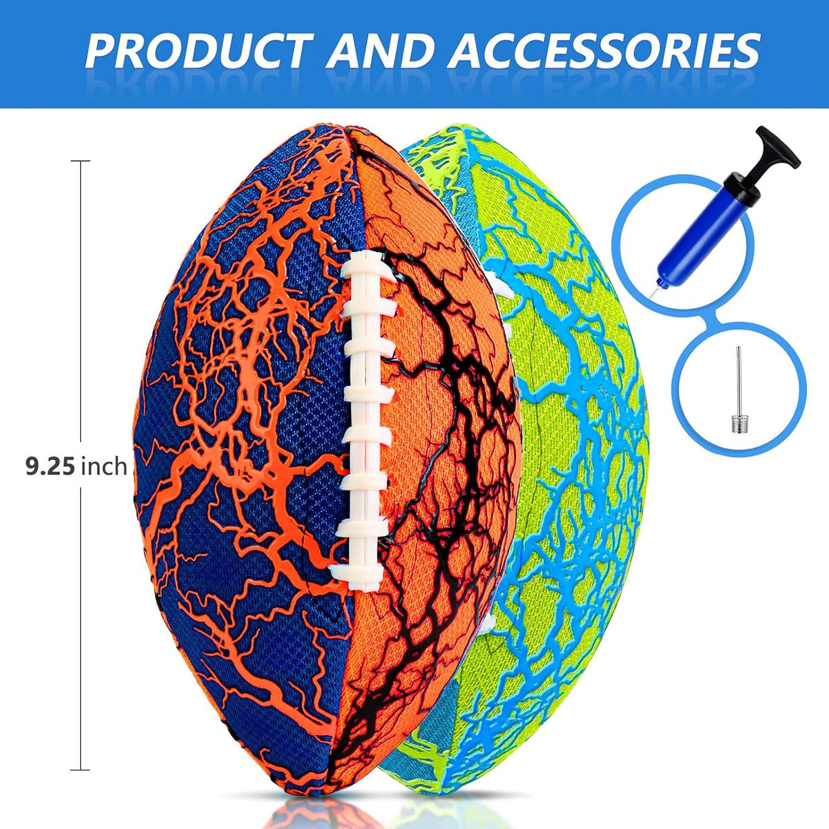 Jasonwell 2 pack double-laced waterproof pool footballs with pump - view 12