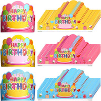 Yunsailing 36 Pcs Birthday Crowns Kids Classroom Party, Pink - Pink, Yellow, Blue