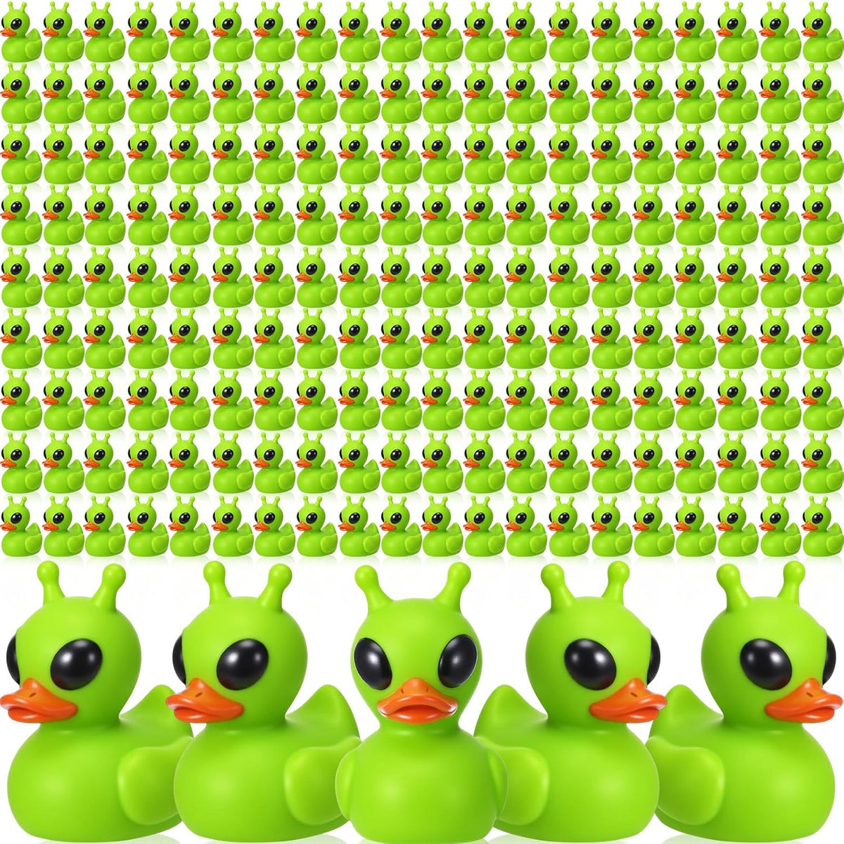Sotiff mini alien rubber ducks, 25 green ducks with funny faces - view 8