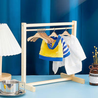 1 Set Doll Garment Rack with 10 Pcs Hangers Clothes Organizer - Wood / 22 - image 4