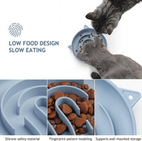 Coomazy Slow Feeder Cat Bowl Silicone Pet Puzzle Feeder for Slow - Light Blue / 1 Cup - image 4
