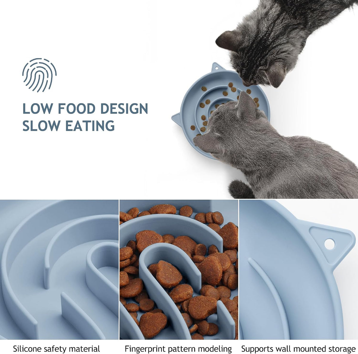Coomazy Slow Feeder Cat Bowl Silicone Pet Puzzle Feeder for Slow - Light Blue / 1 Cup - image 4